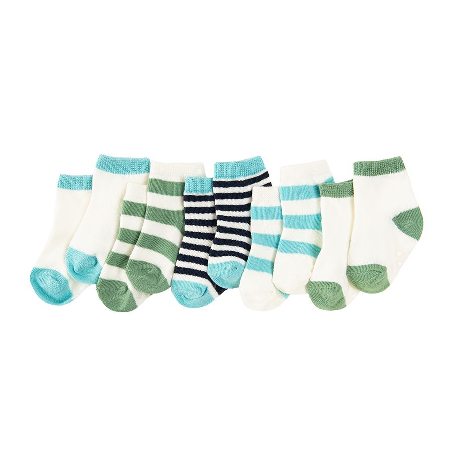 Κάλτσες 5 ζεύγη λευκές και ριγέ σε διάφορα χρώματα