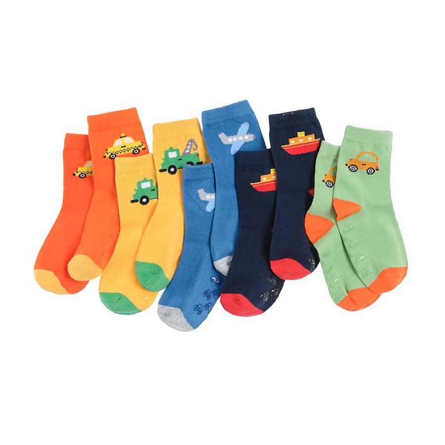 Mix color socks with vehicles print - 5 pack