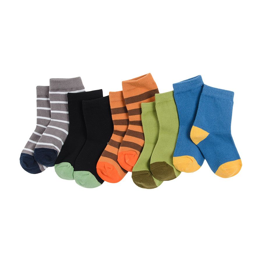 Mix color monochrome and stripe socks- 5 pack