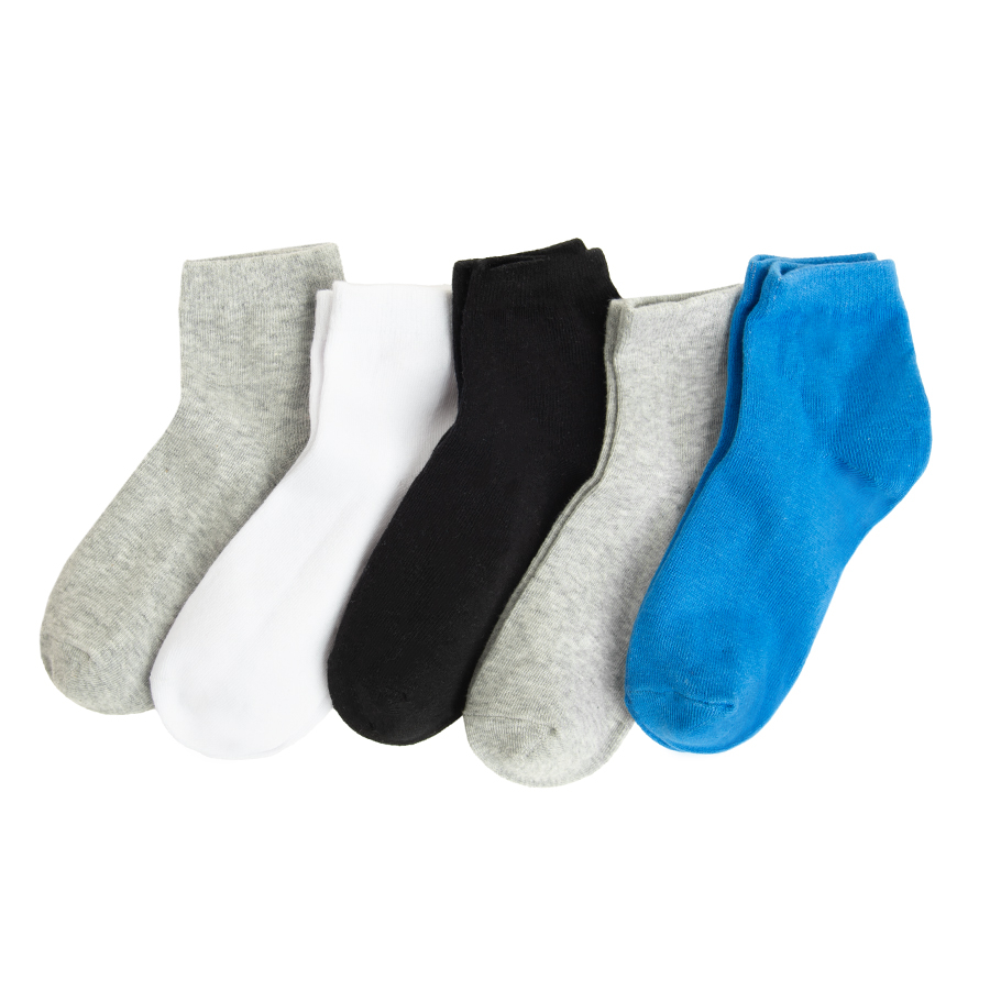 White, grey, blue socks- 5 pack
