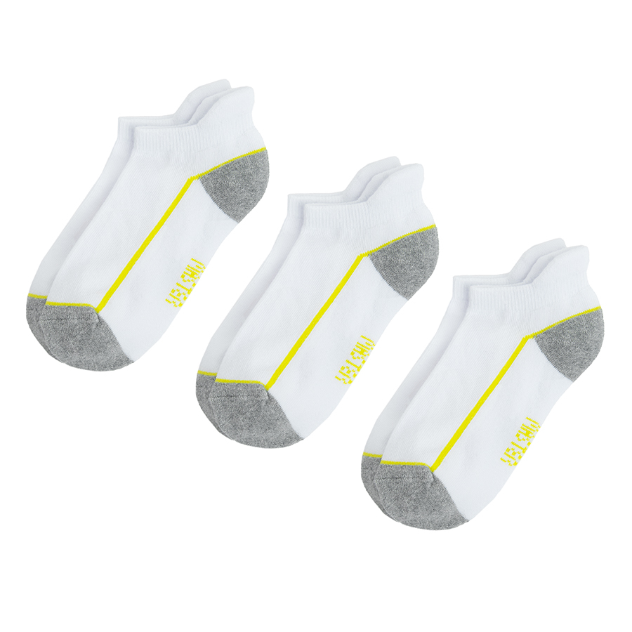 White ankle socks with fluo details- 3 pack