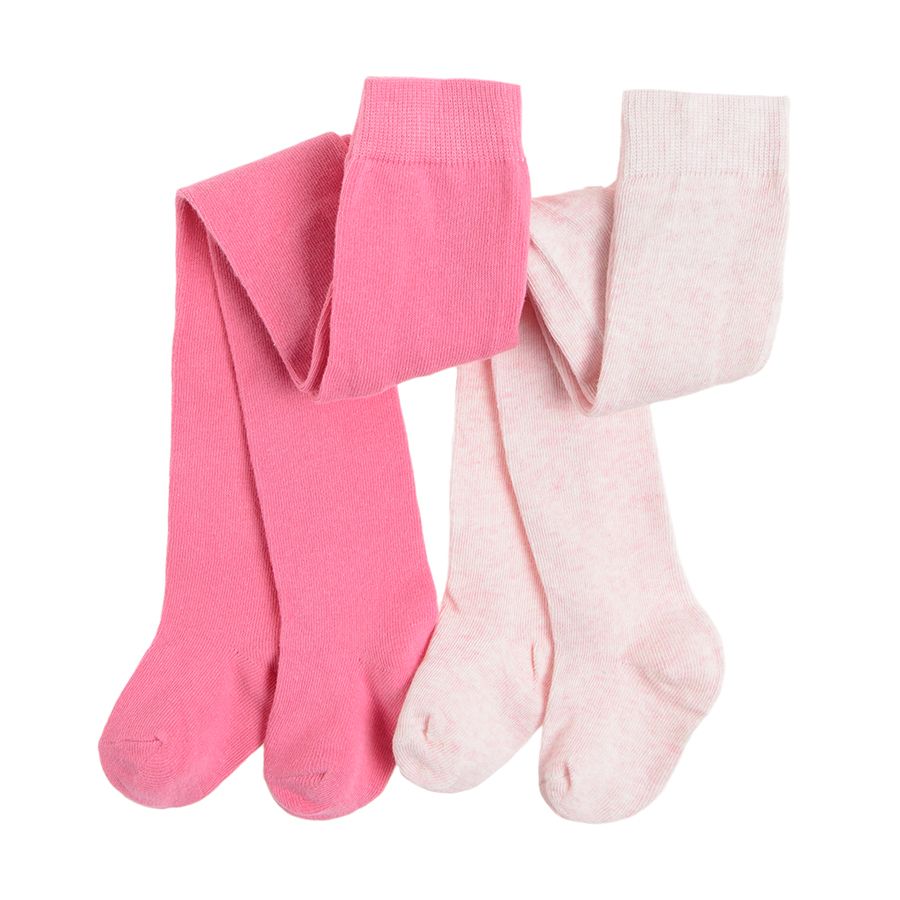 Light pink and pink organic cotton tights 2-pack