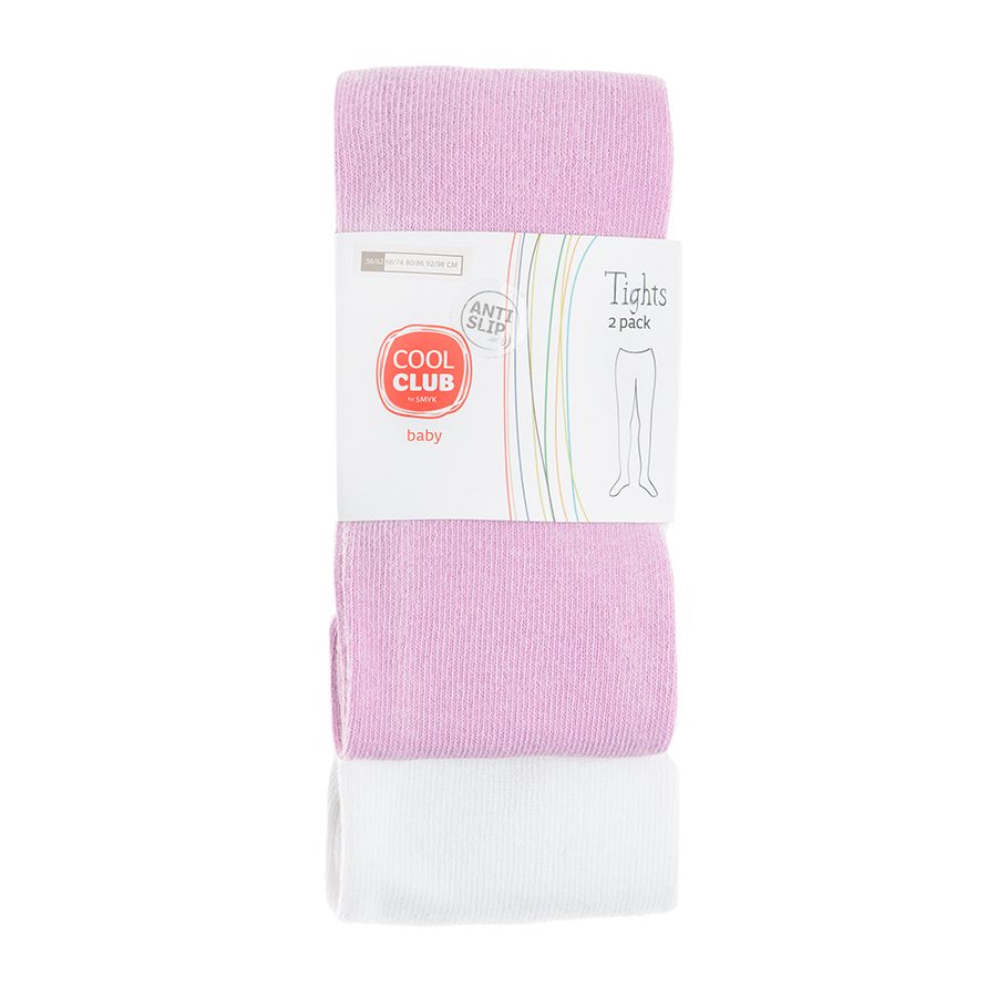 White and pink tights 2 pack