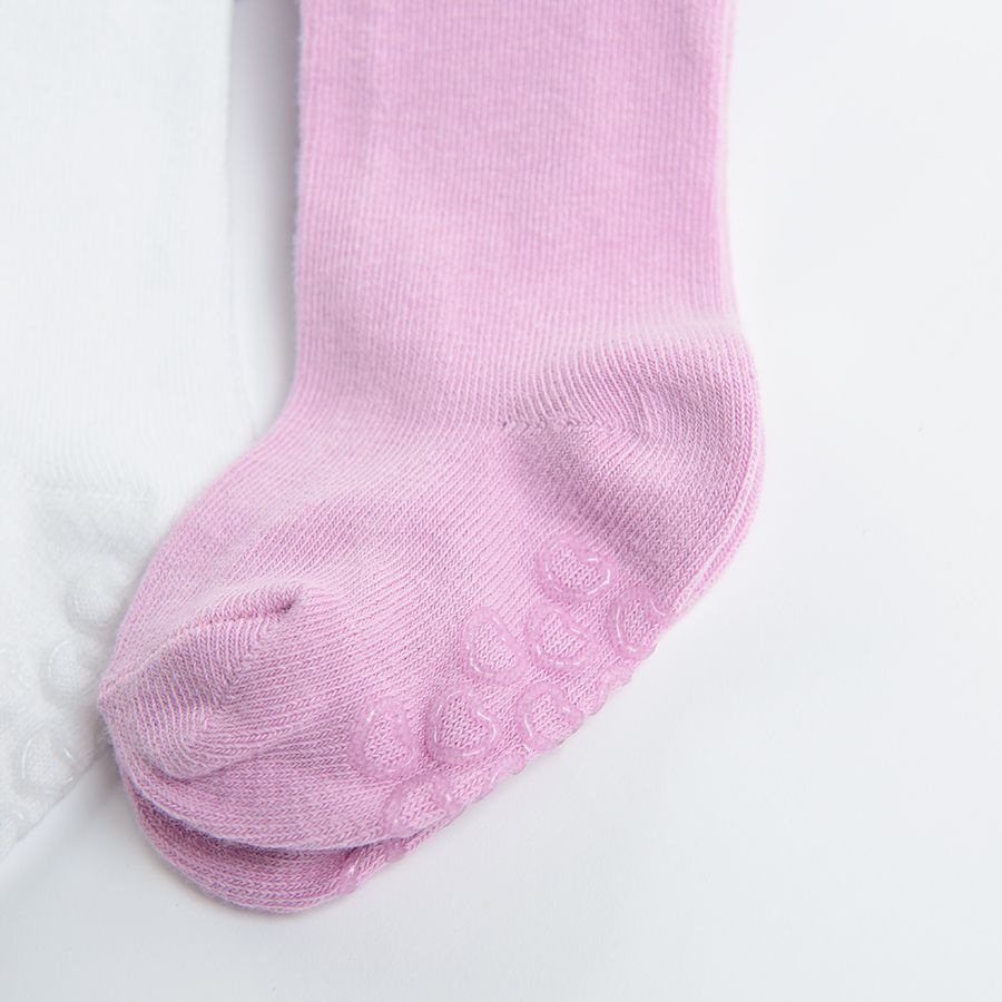 White and pink tights 2 pack