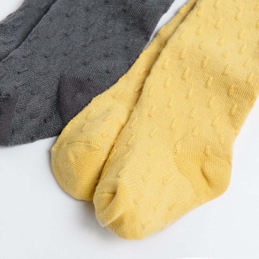 Yellow and graphite tights 2 pack