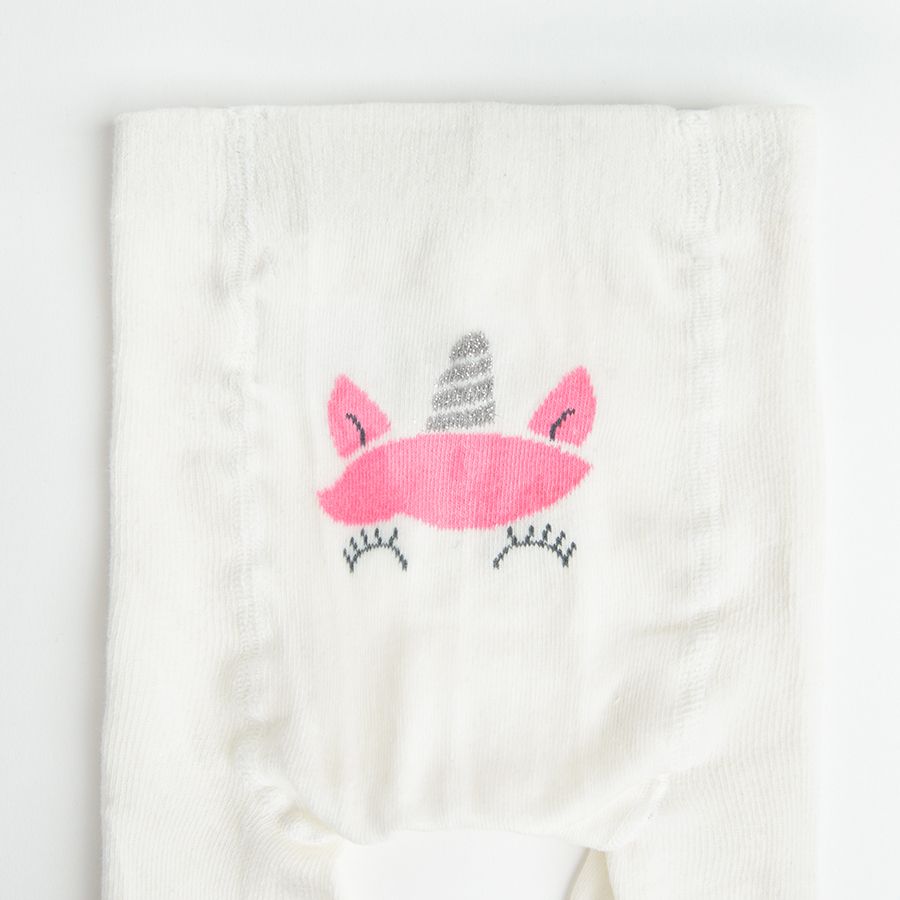 White tights with unicorn print