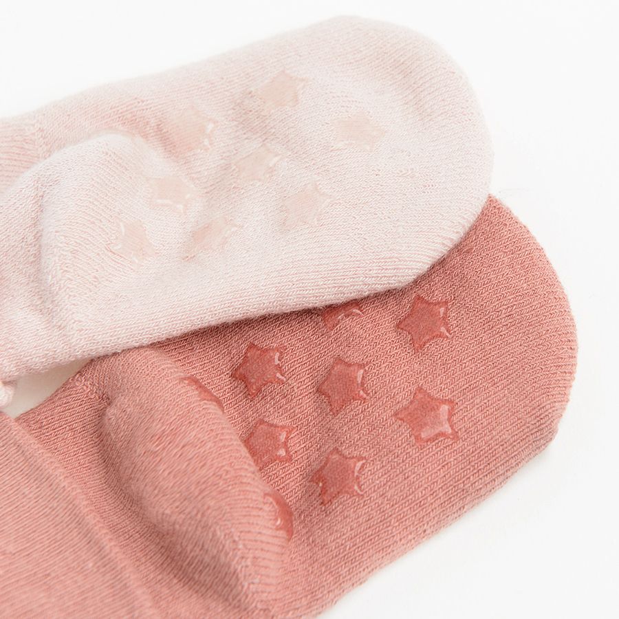Pink and light brown socks with stars print- 2 pack