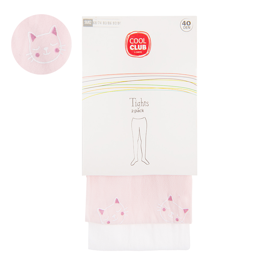 White and pink tights- 2 pack