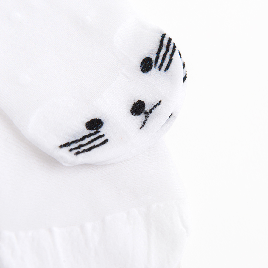 White socks with kitten print- 2 pack