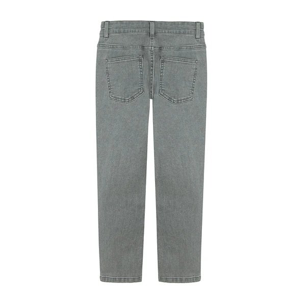 Grey denim trousers with buttonand zipper