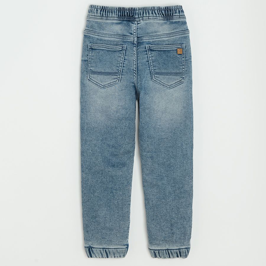 Denim trousers with corded waist