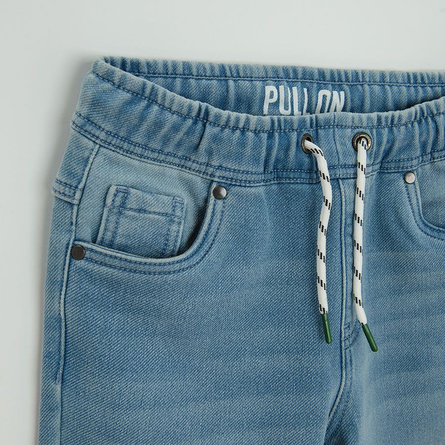 Denim trousers with cord in the waist