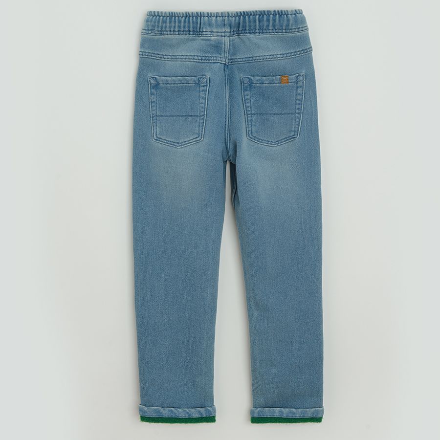 Denim trousers with cord in the waist