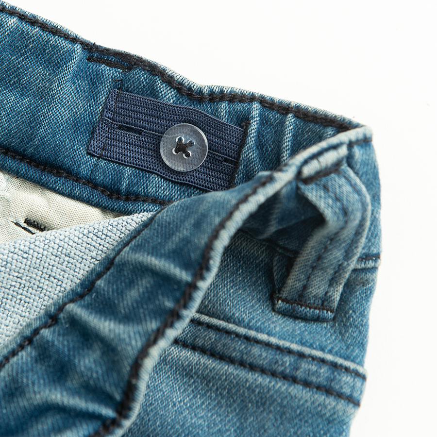 Denim pants with cord and side pocket