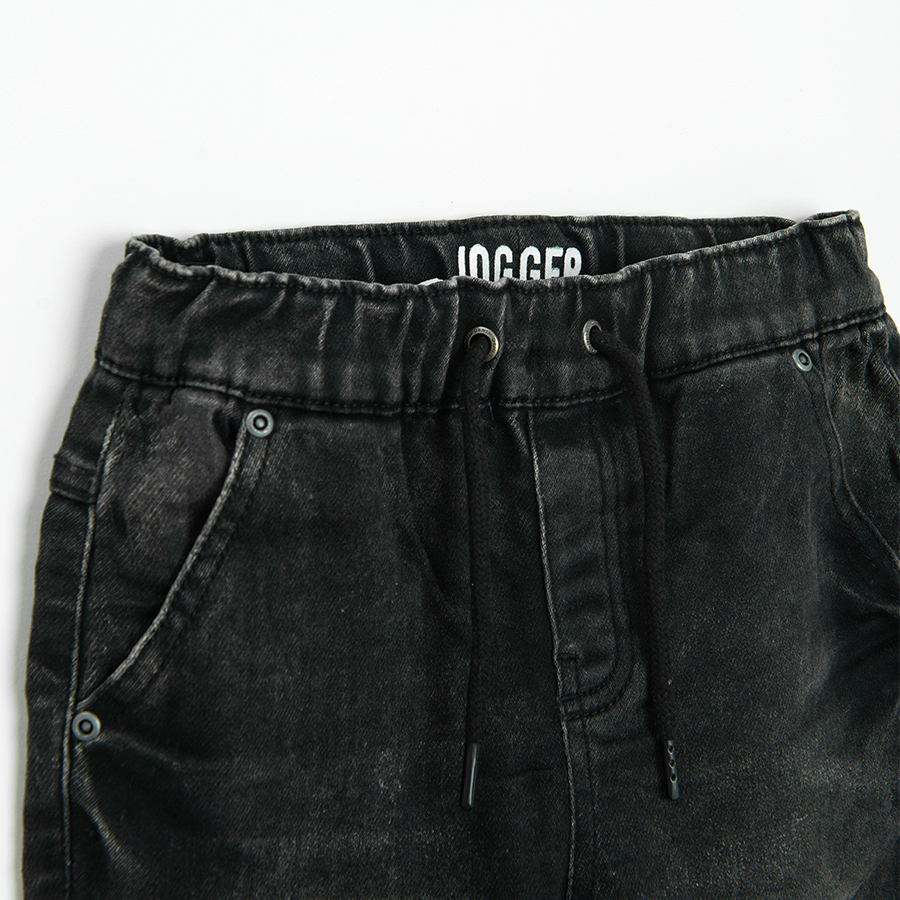 Black denim pants with cord