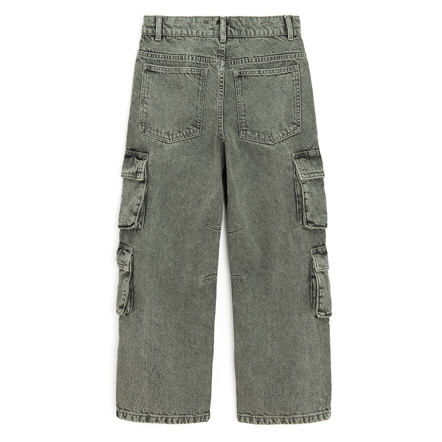 Παντελόν τζιν γκρι με τσέπες στα πλάγια