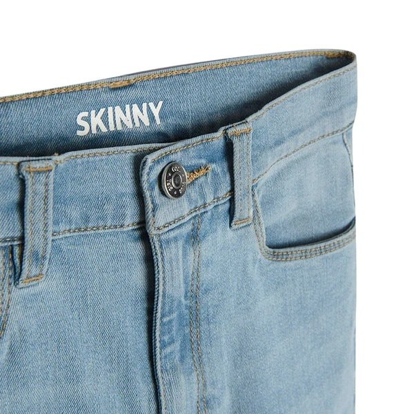 Denim trousers with button