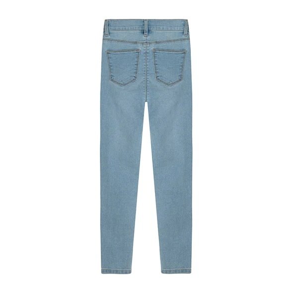 Denim trousers with button