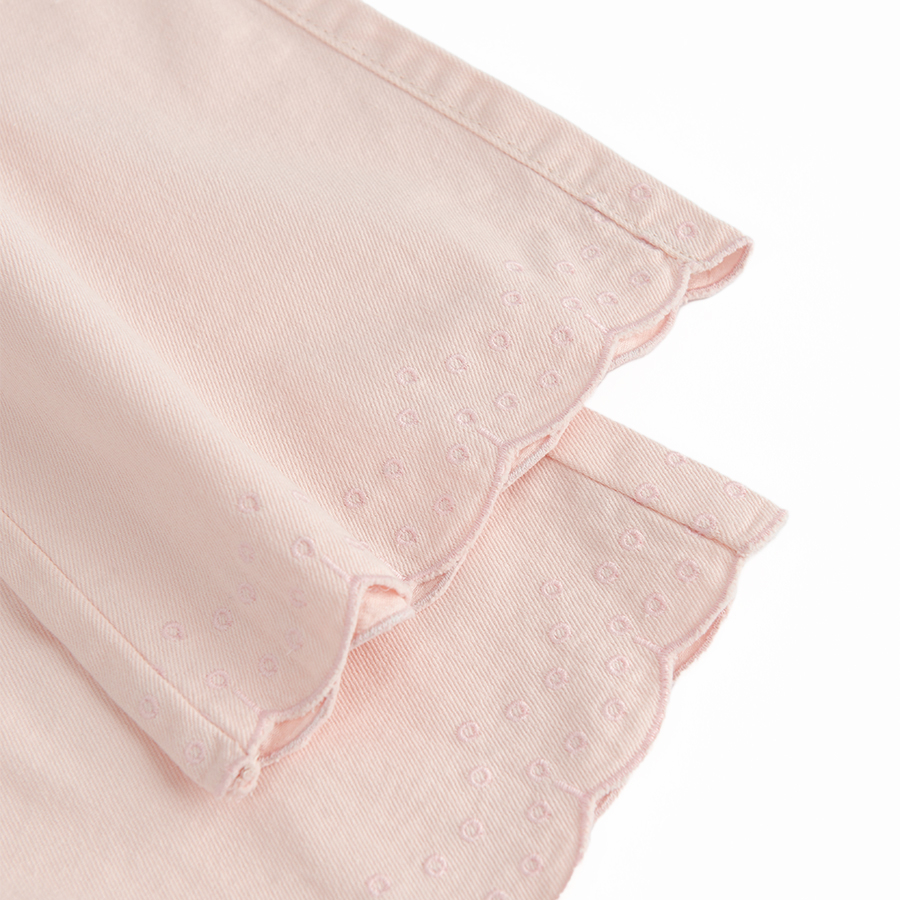 Παντελόνι ροζ καμπάνα με λάστιχο στη μέση και κορδόνι