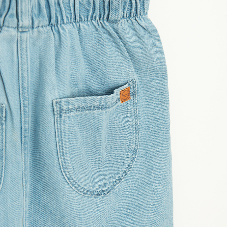 Light blue denim skirt with elastic waist