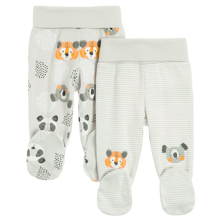 Footed leggings with wild animals print- 2 pack