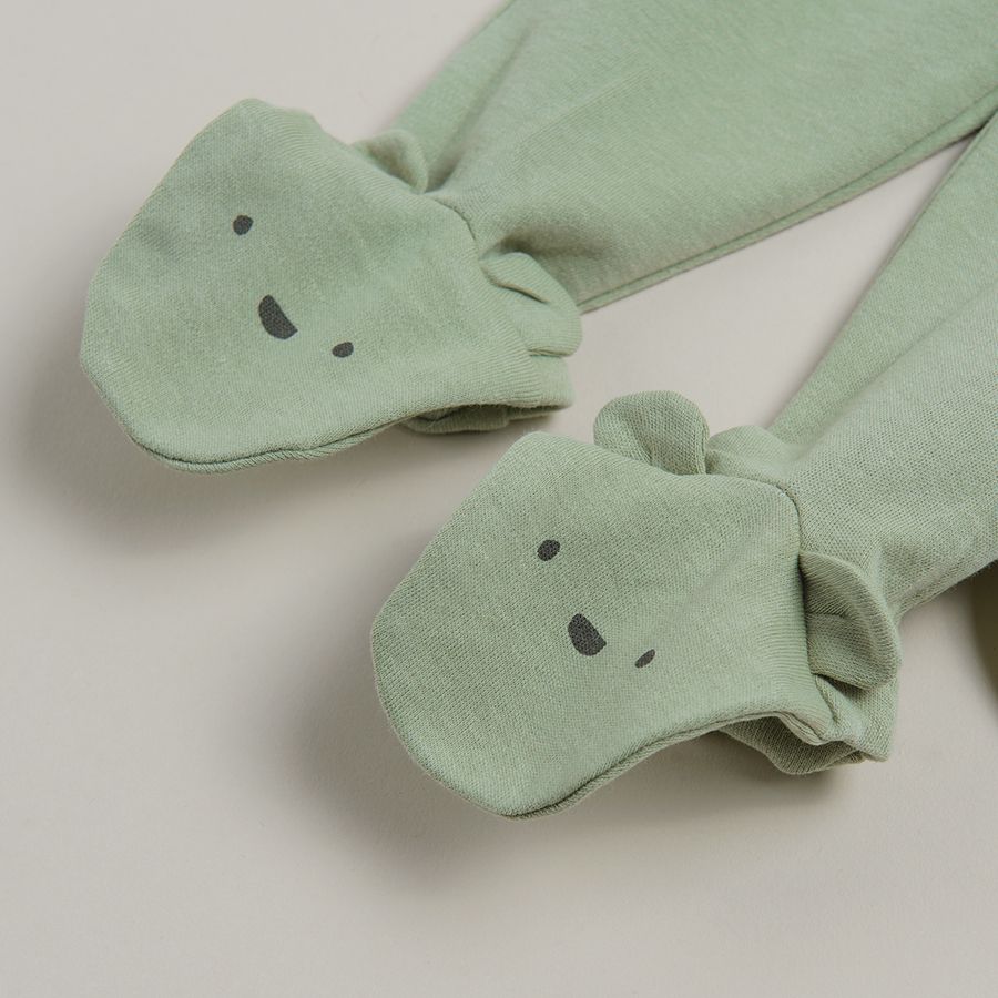 White with giraffes print and olive footed with ears jogging pants- 2 pack