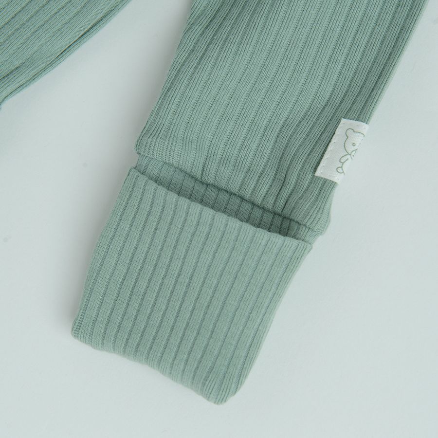 Mint wrap long sleeve bodysuit and footless leggings set