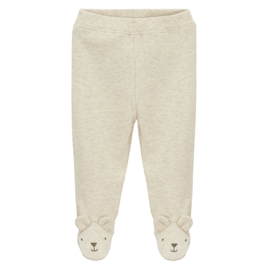 Brown long sleeve bear bodysuit and white footed leggings- 2 pack