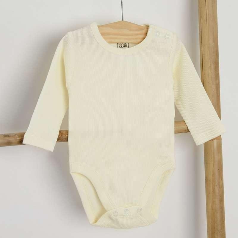 Ecru long sleeve bodysuit and ecru overall with forest animals print