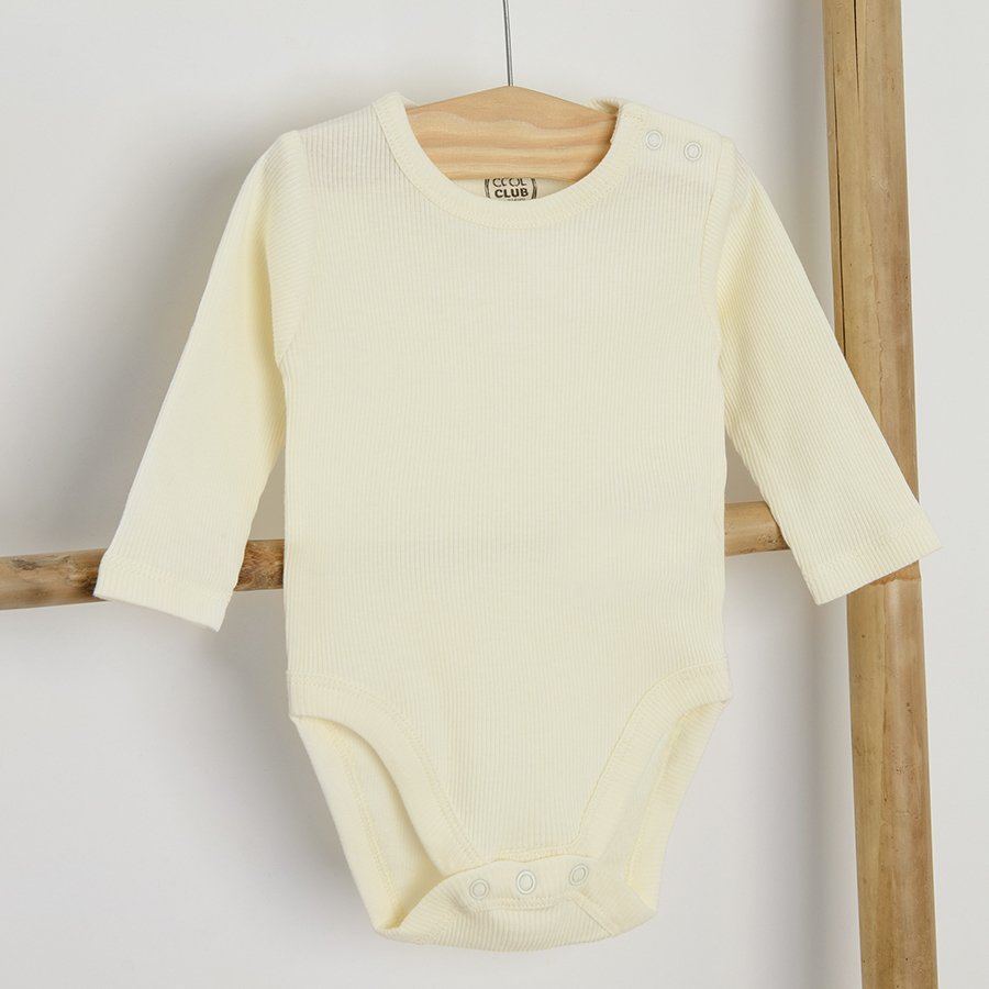 Ecru long sleeve bodysuit and ecru overall with forest animals print