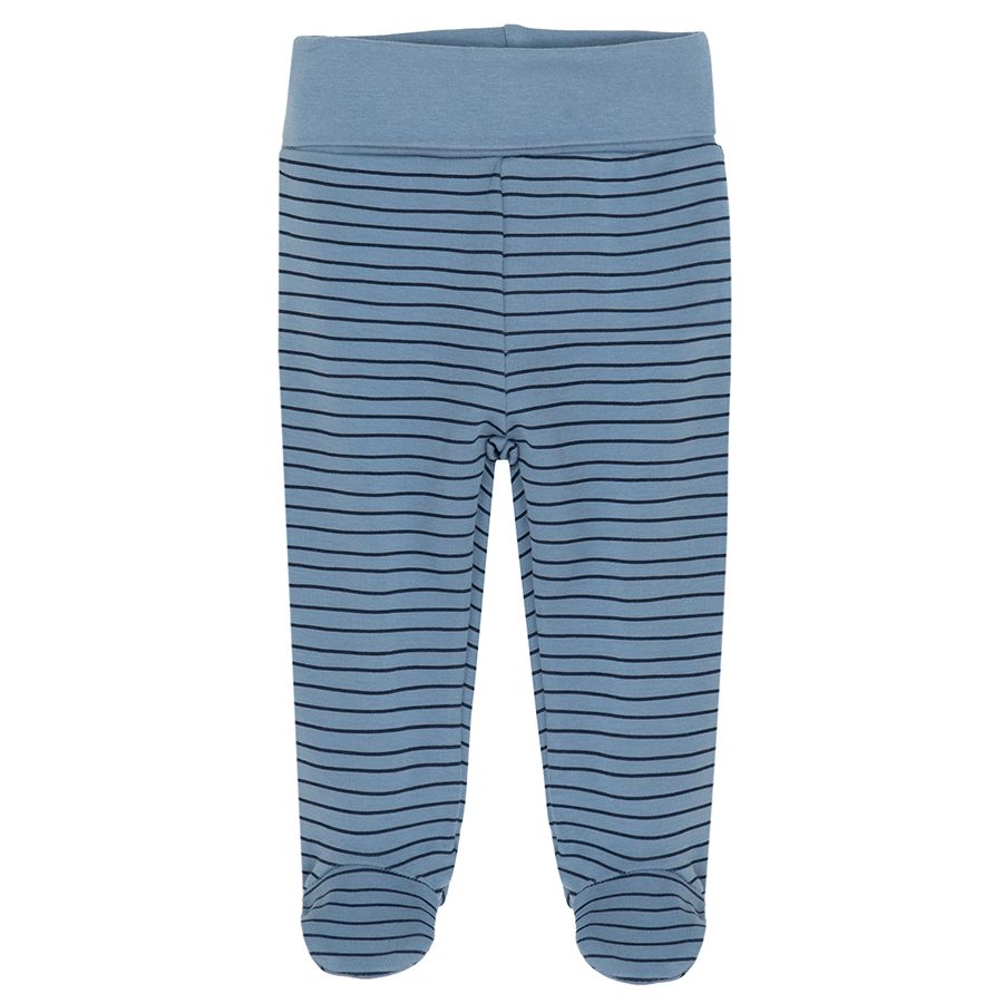 Blue stripped and light blue leggings with fox print- 2 pack