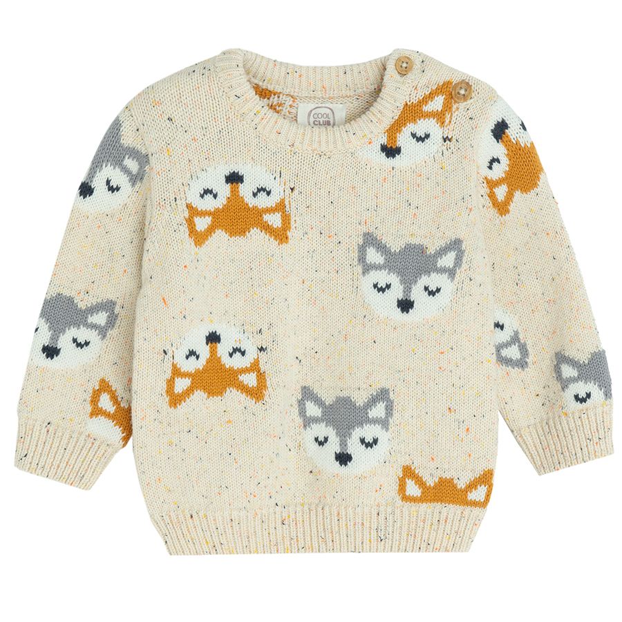 Beige sweater with fox print
