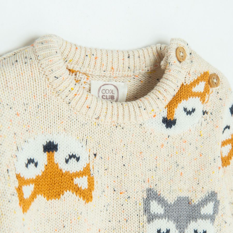 Beige sweater with fox print