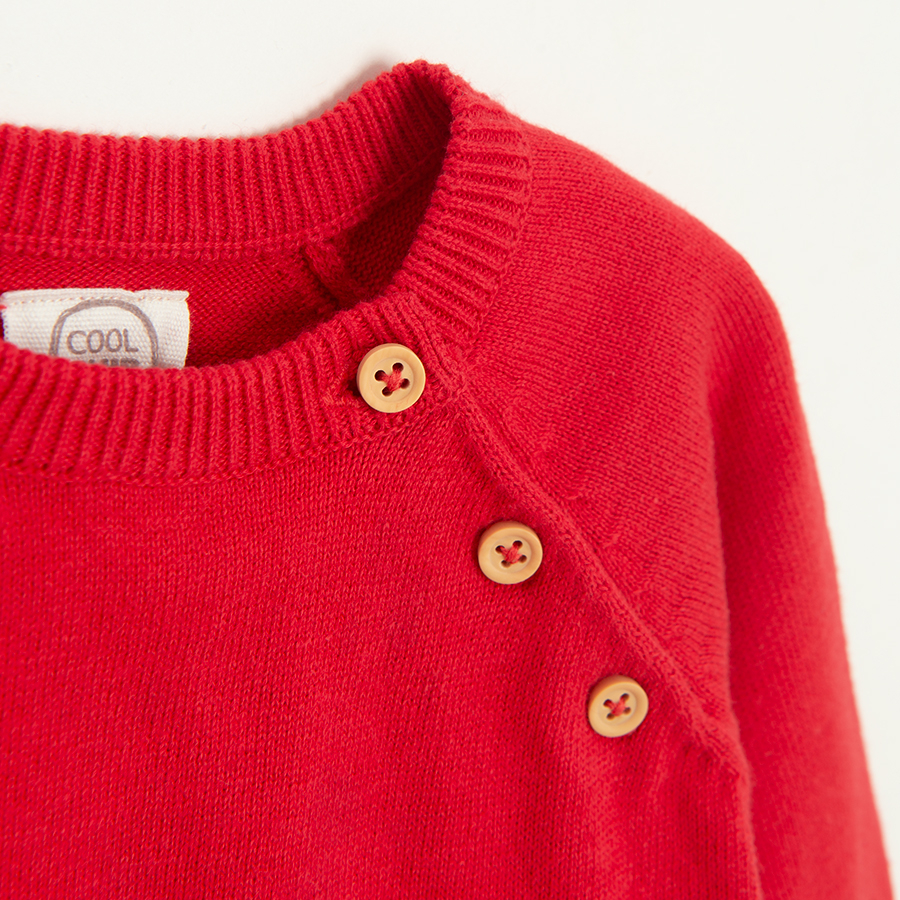 Red sweater with raindeer print