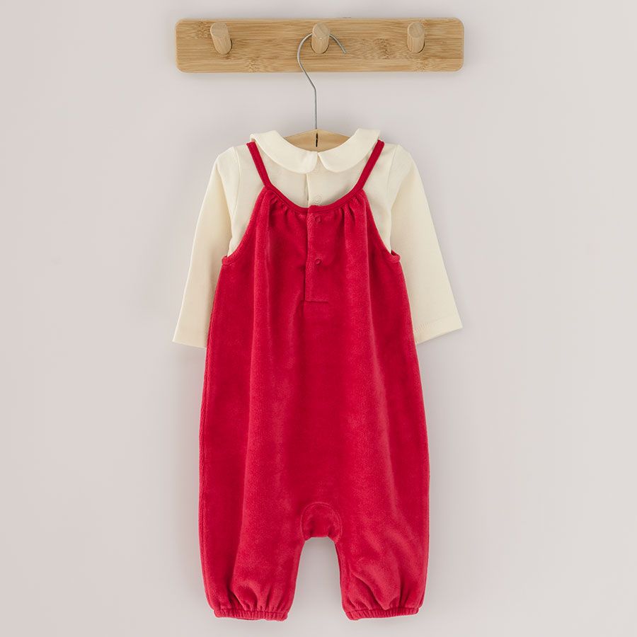 Clothing set brown dungaree and white romper