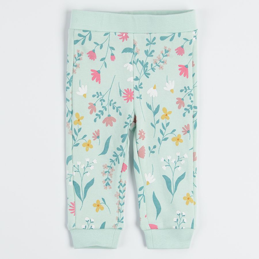 Pastel color monochrome and with florals footless leggings- 3 pack