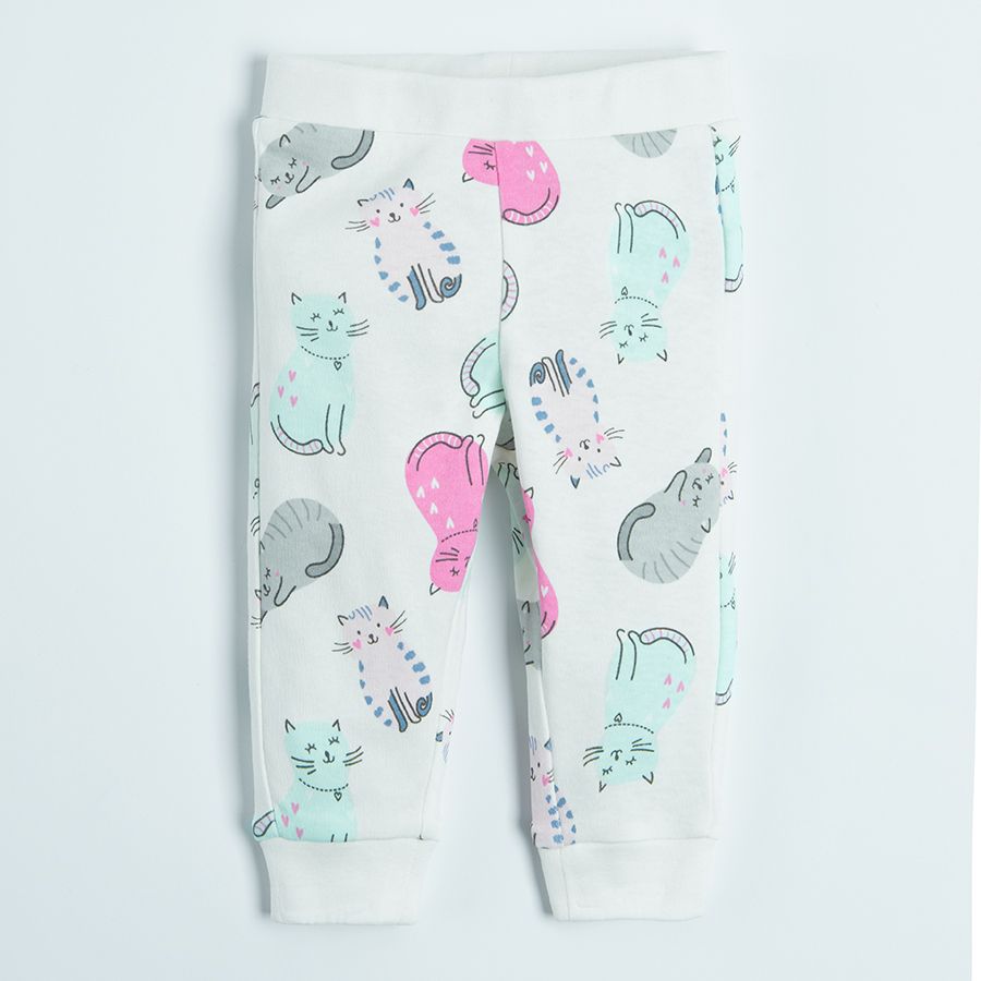 Pastel monochrome and white with cute animals pring footless leggings - 2 pack