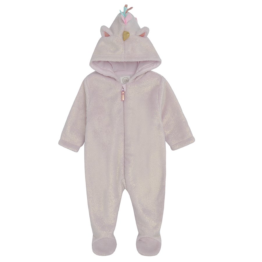 Pink hooded zip through overall