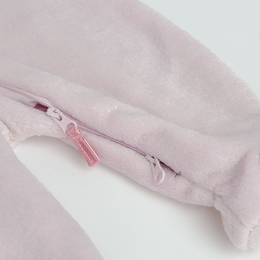 Pink hooded zip through overall