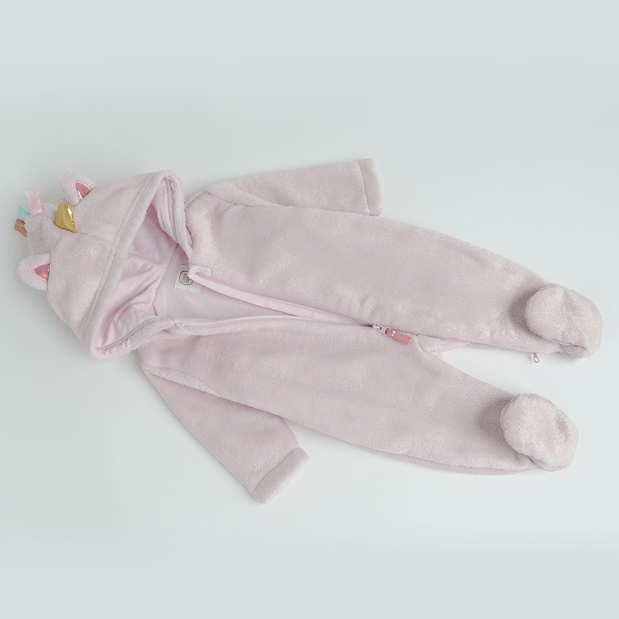 Pink hooded zip through overall