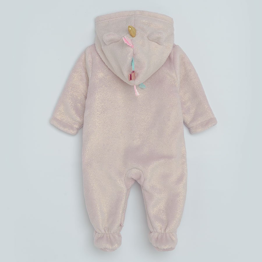 Pink hooded zip through overall