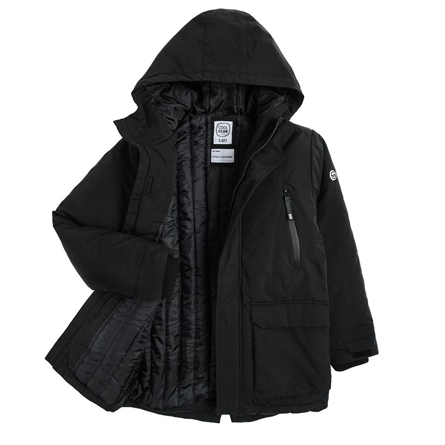 Black hooded jacket