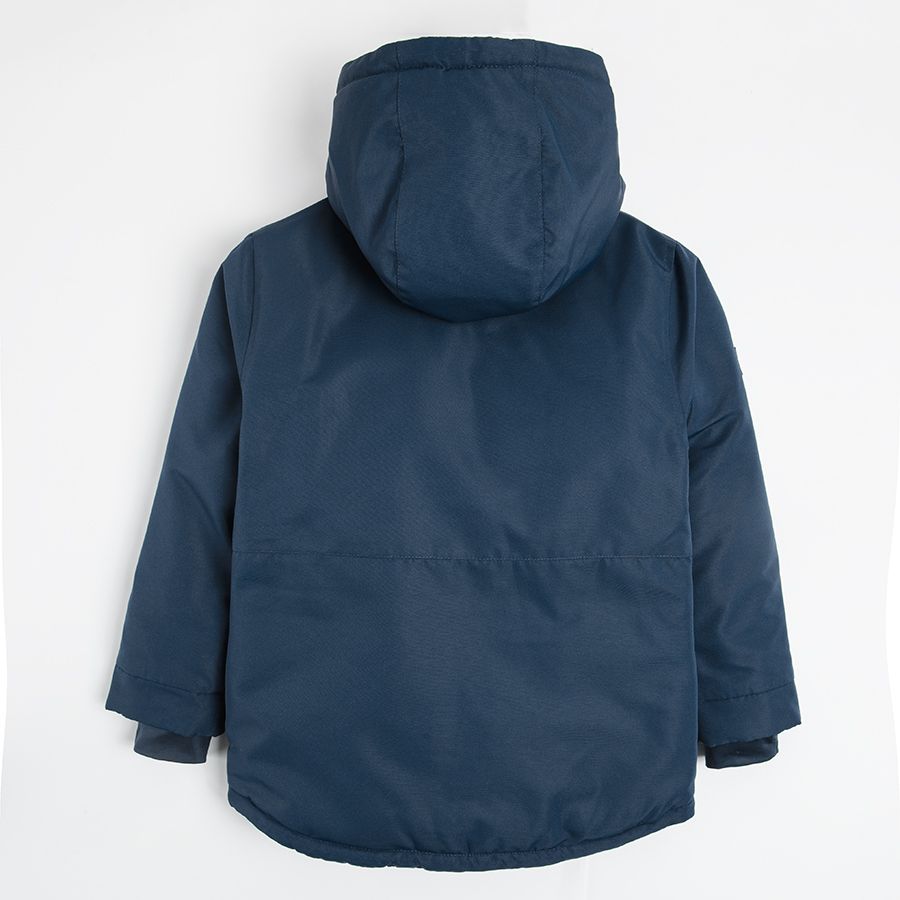 Dark blue hooded ski jacket