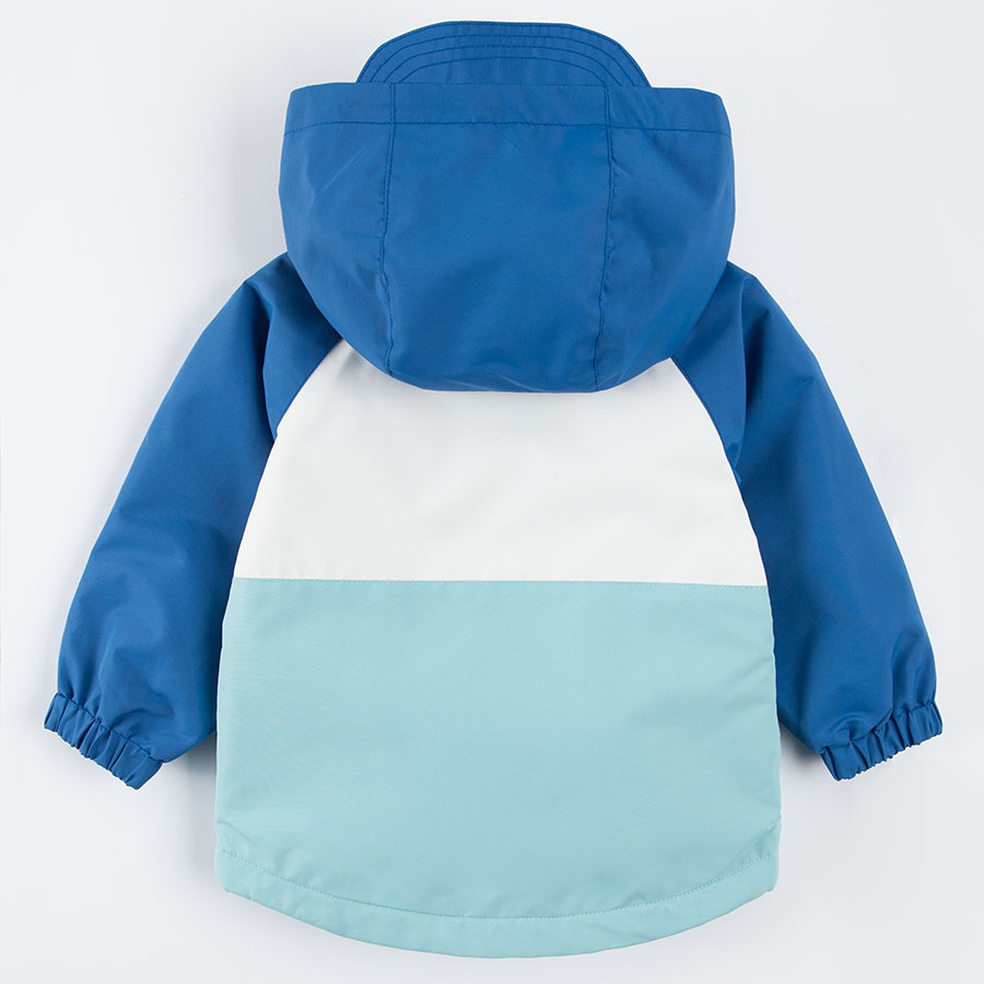 White blue and light mint hooded summer jacket
