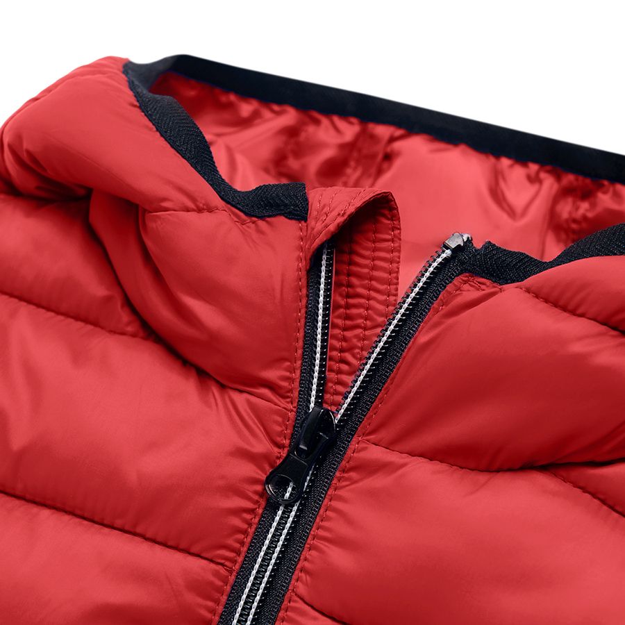 Red hooded jacked- recycled padding