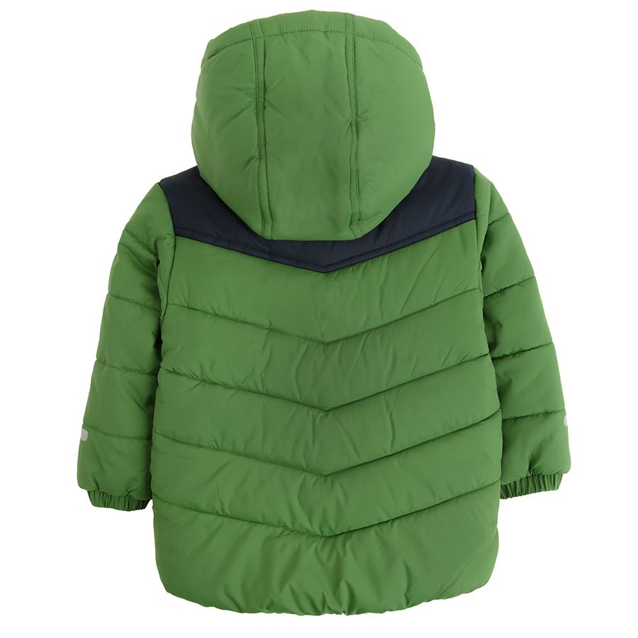 Green zip through hooded jacket