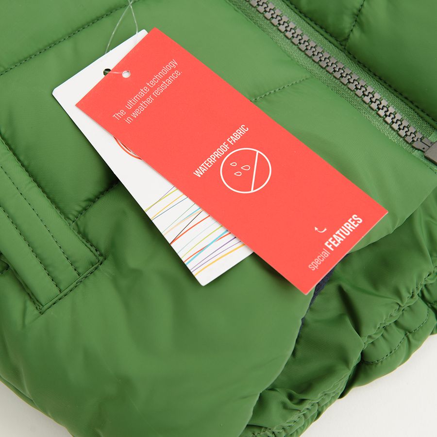 Green zip through hooded jacket