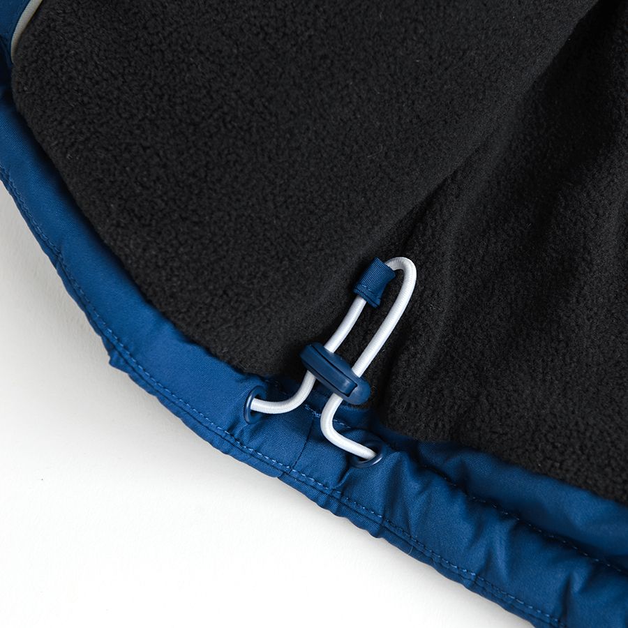 Blue hooded jacket with fleece lining
