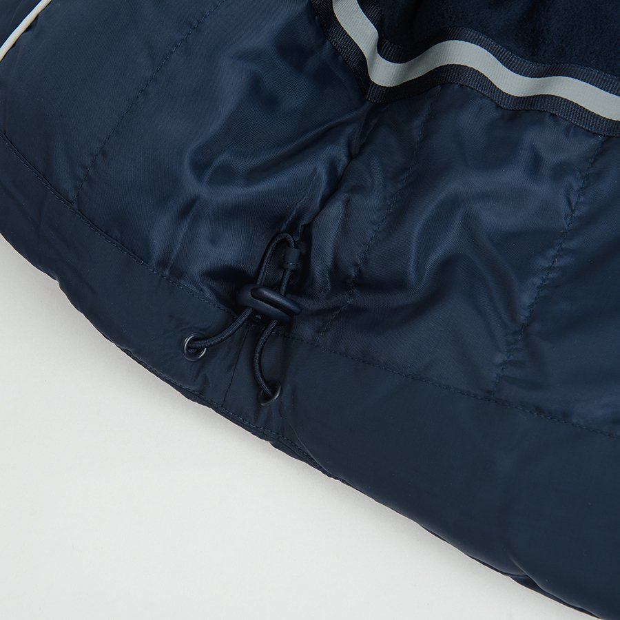 Blue hooded zip through jacket with fleece lining