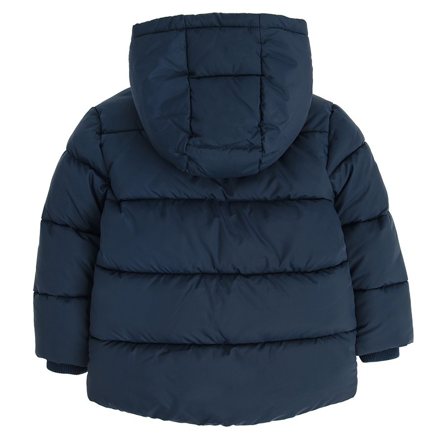 Blue hooded zip through jacket with fleece lining